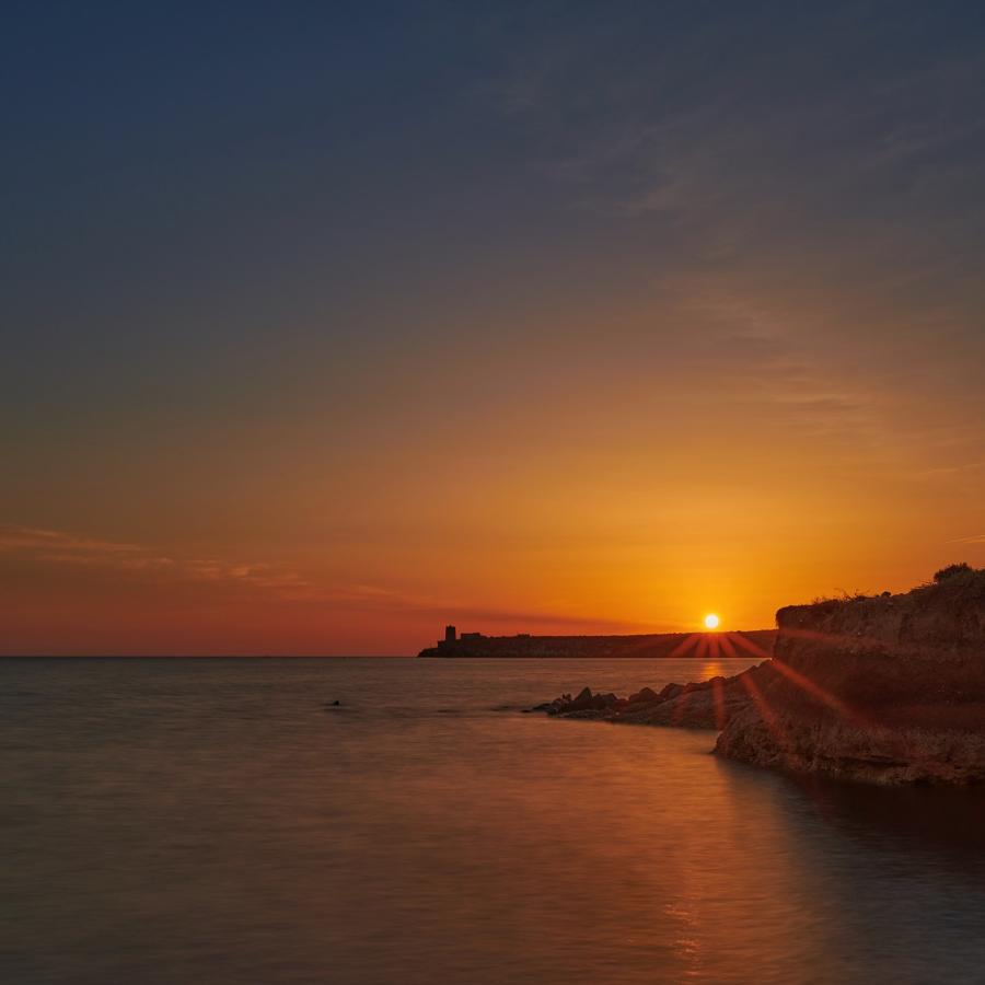 Sunset in Sardinia, on San Pietro Island.