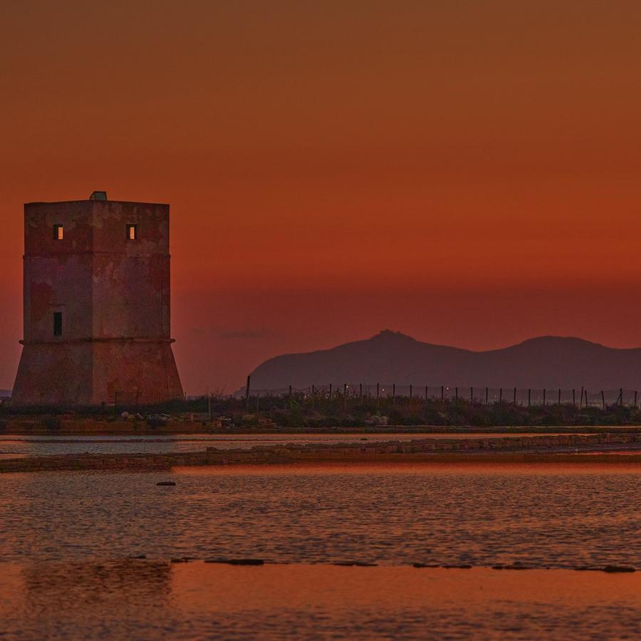 The salt flats at sunset. Sicily.