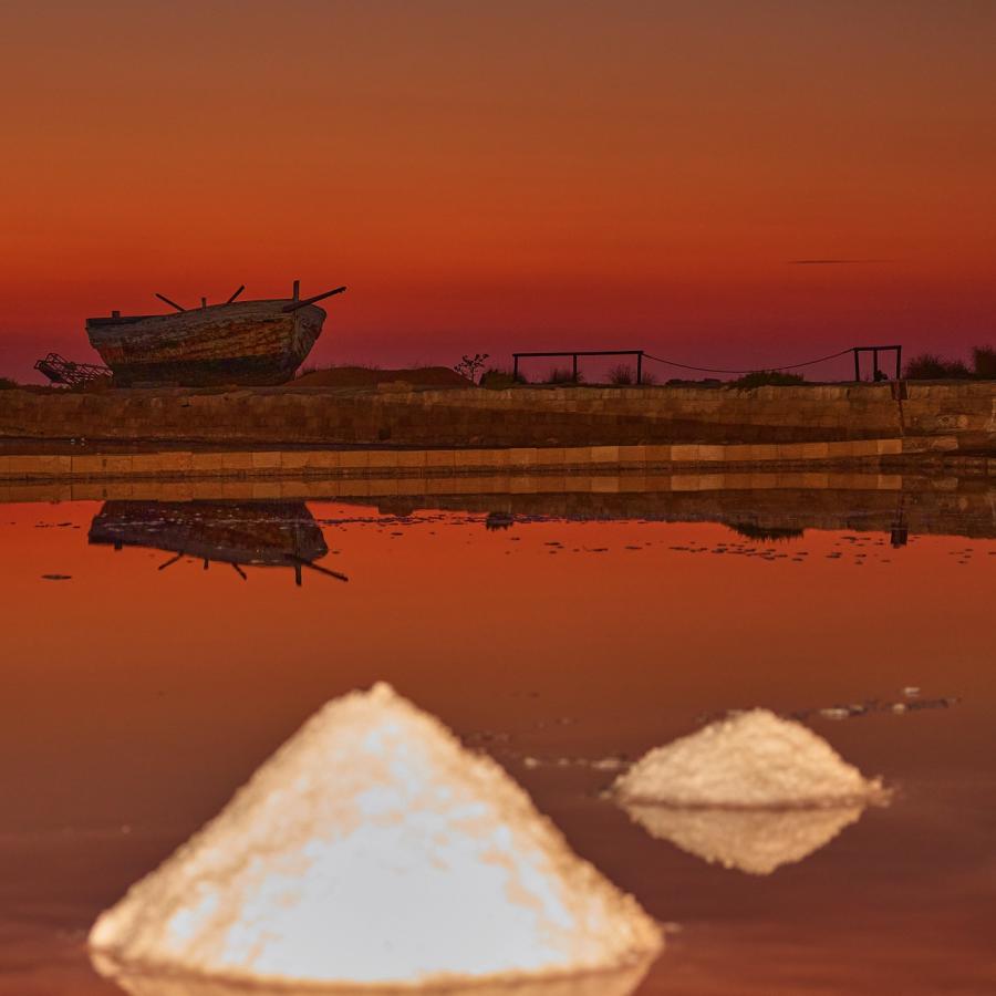 The salt flats at sunset. Sicily.
