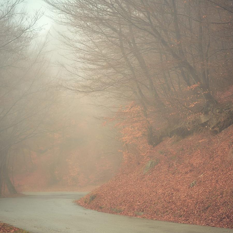 Walking alone.